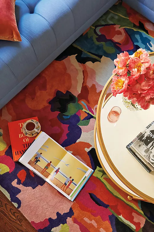 Brilliant Poppies Multicolor Floral Area Rug Bedroom and Living Room