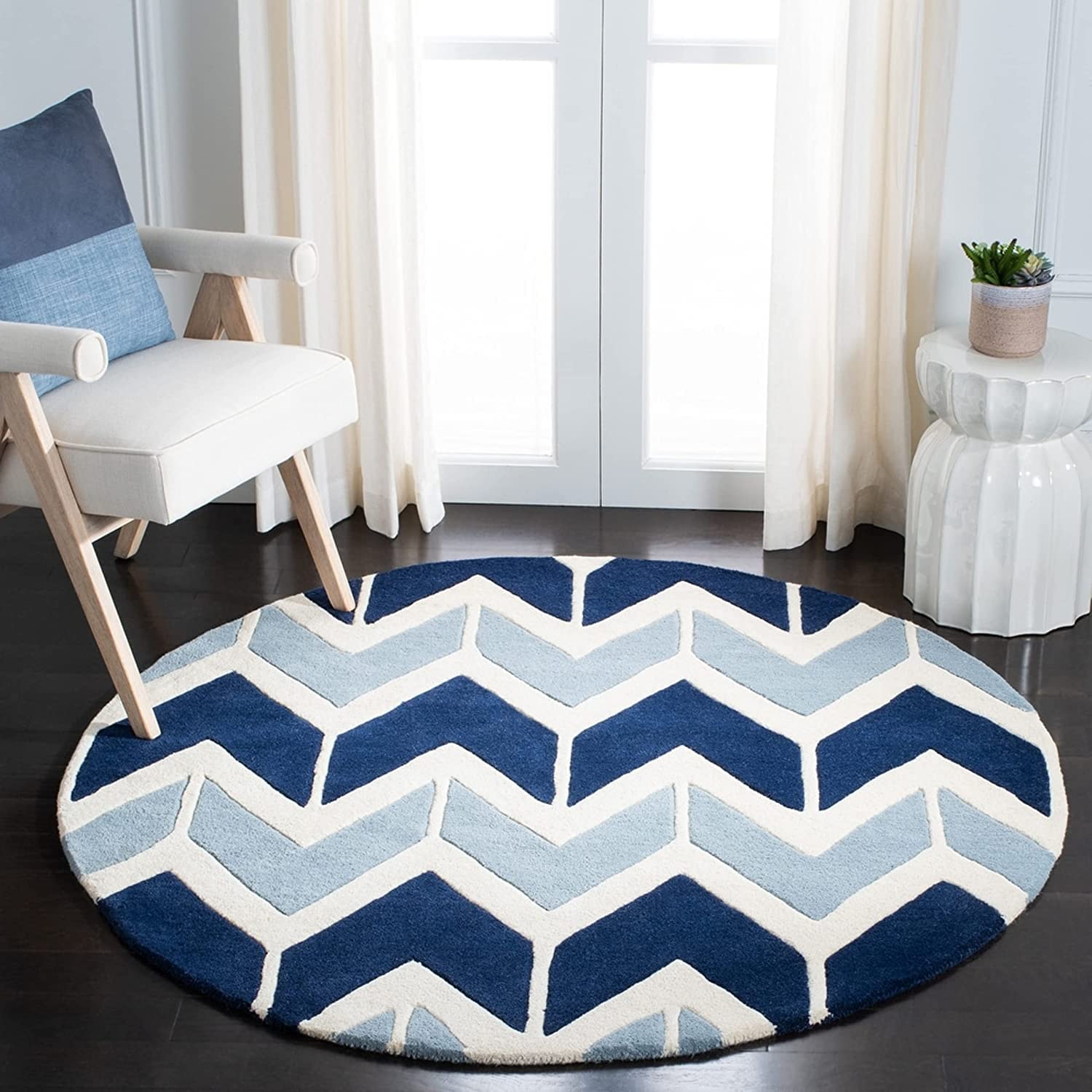 Multicolor Hand Tufted Wool Round Rug for Living Room and Bedroom