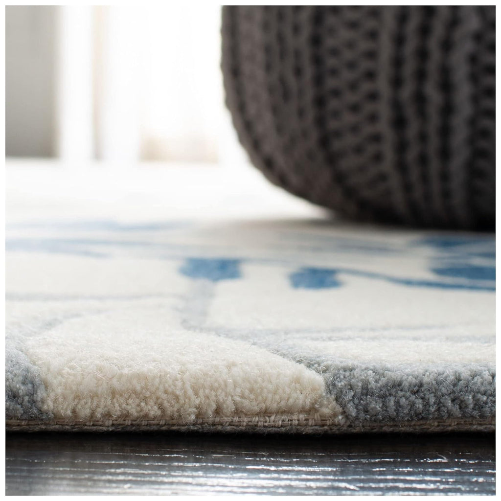 Camille White Blue Floral Area Rug for Living Room and Bedroom