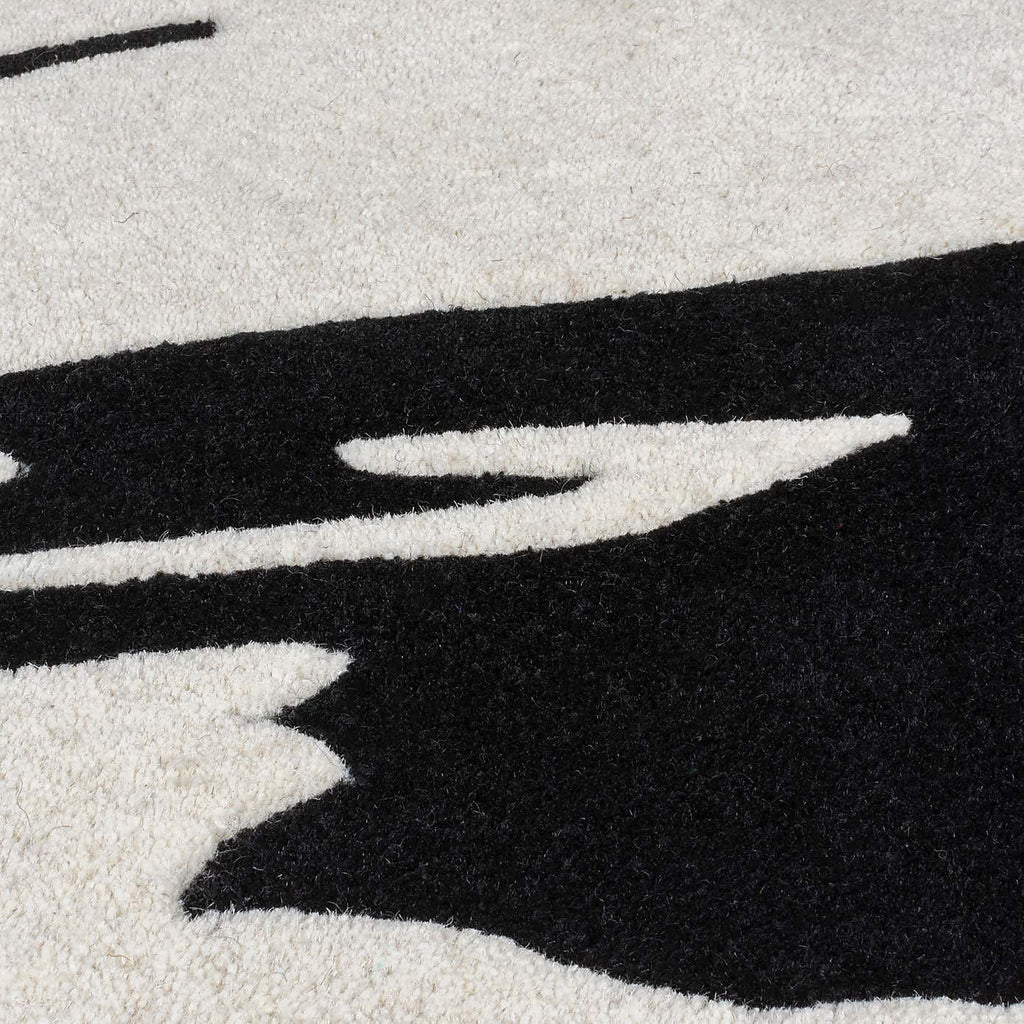 White Black Modern Hand Tufted Area Rug for Living Room & Bedroom