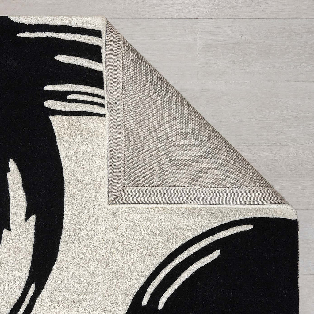 White Black Modern Hand Tufted Area Rug for Living Room & Bedroom