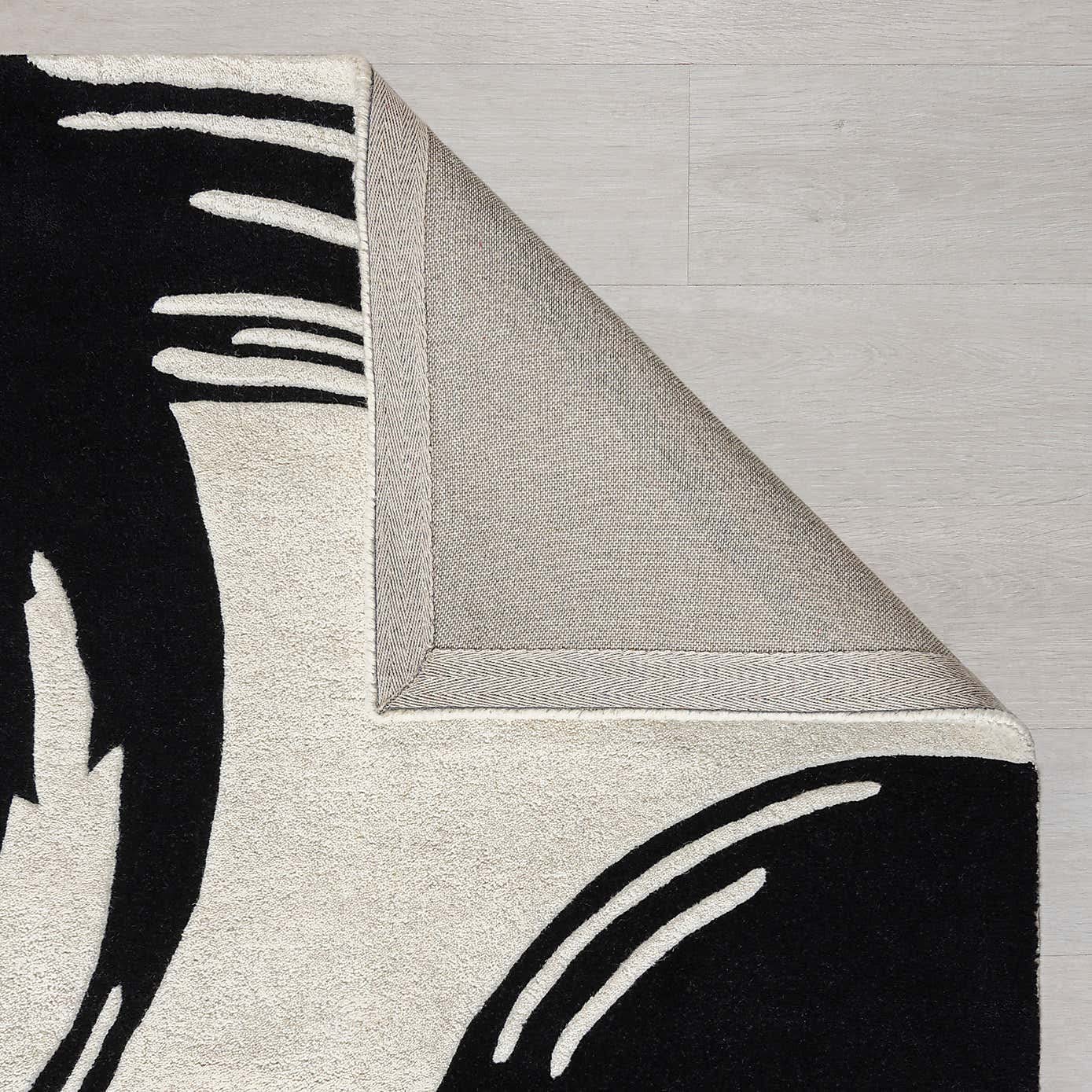 White Black Modern Hand Tufted Area Rug for Living Room & Bedroom