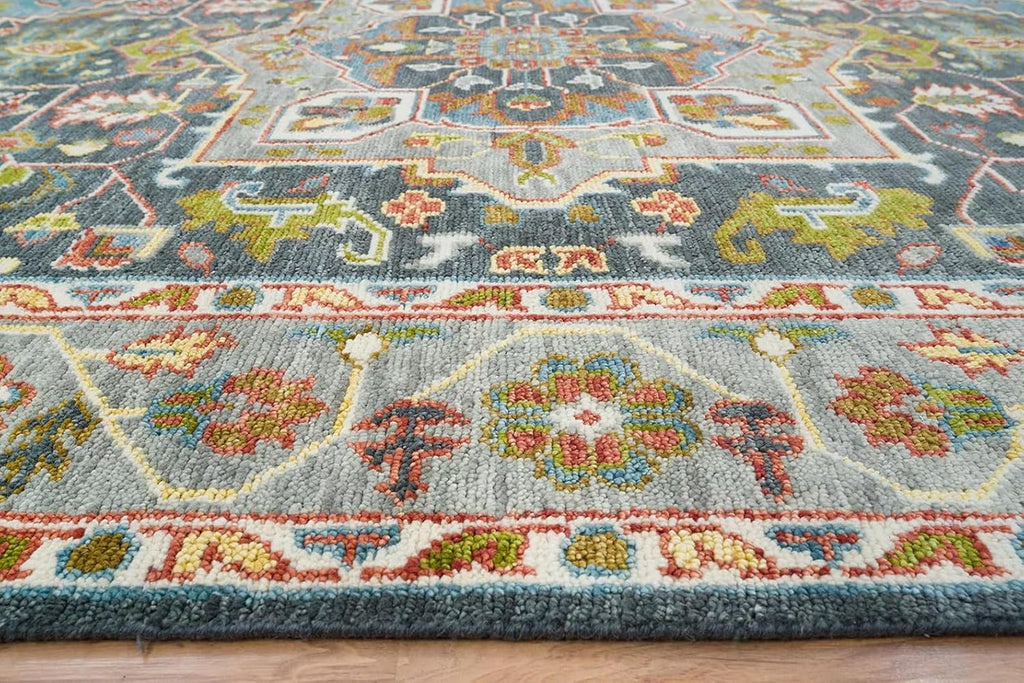 Grey Turkish Oushak Hand Knotted Rug for Bedroom & Living Room