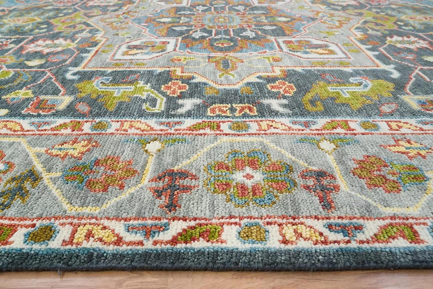 Grey Turkish Oushak Hand Knotted Rug for Bedroom & Living Room