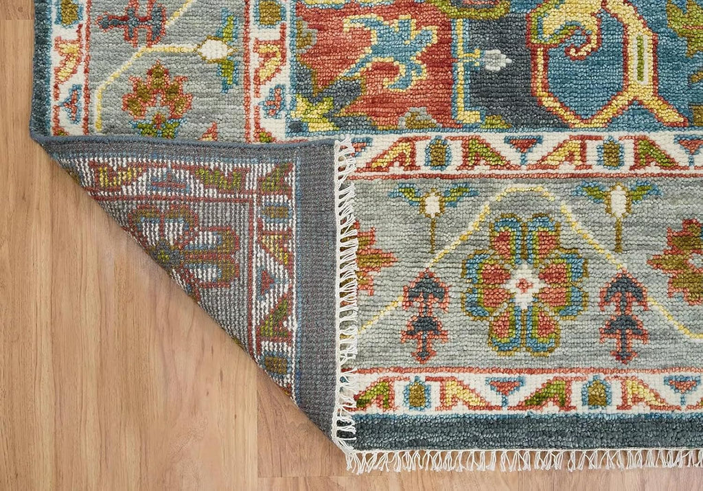 Grey Turkish Oushak Hand Knotted Rug for Bedroom & Living Room