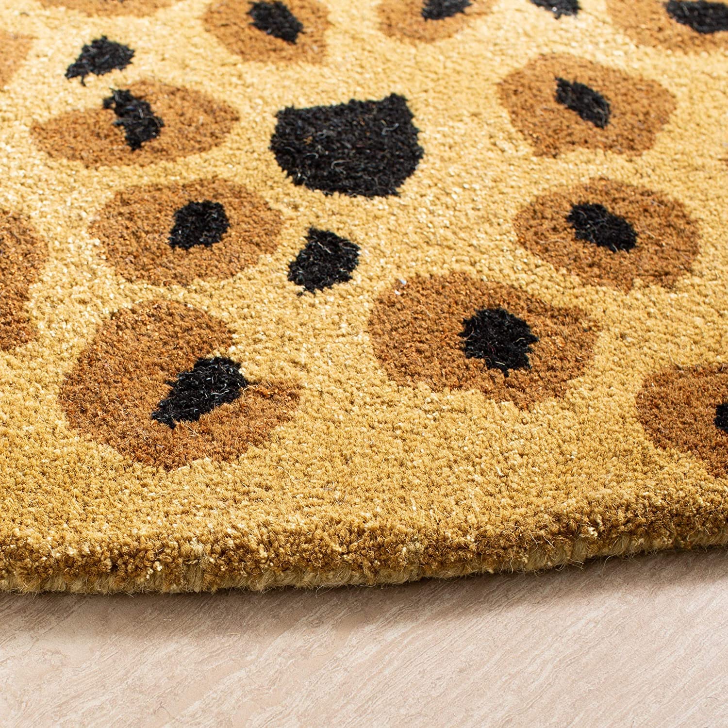 Beige Black Modern Hand-Tufted Wool Round Rug for Living Room and Bedroom