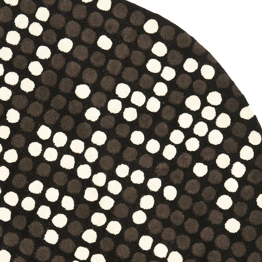 Black Modern Hand Tufted Wool Round Rug for Living Room and Bedroom
