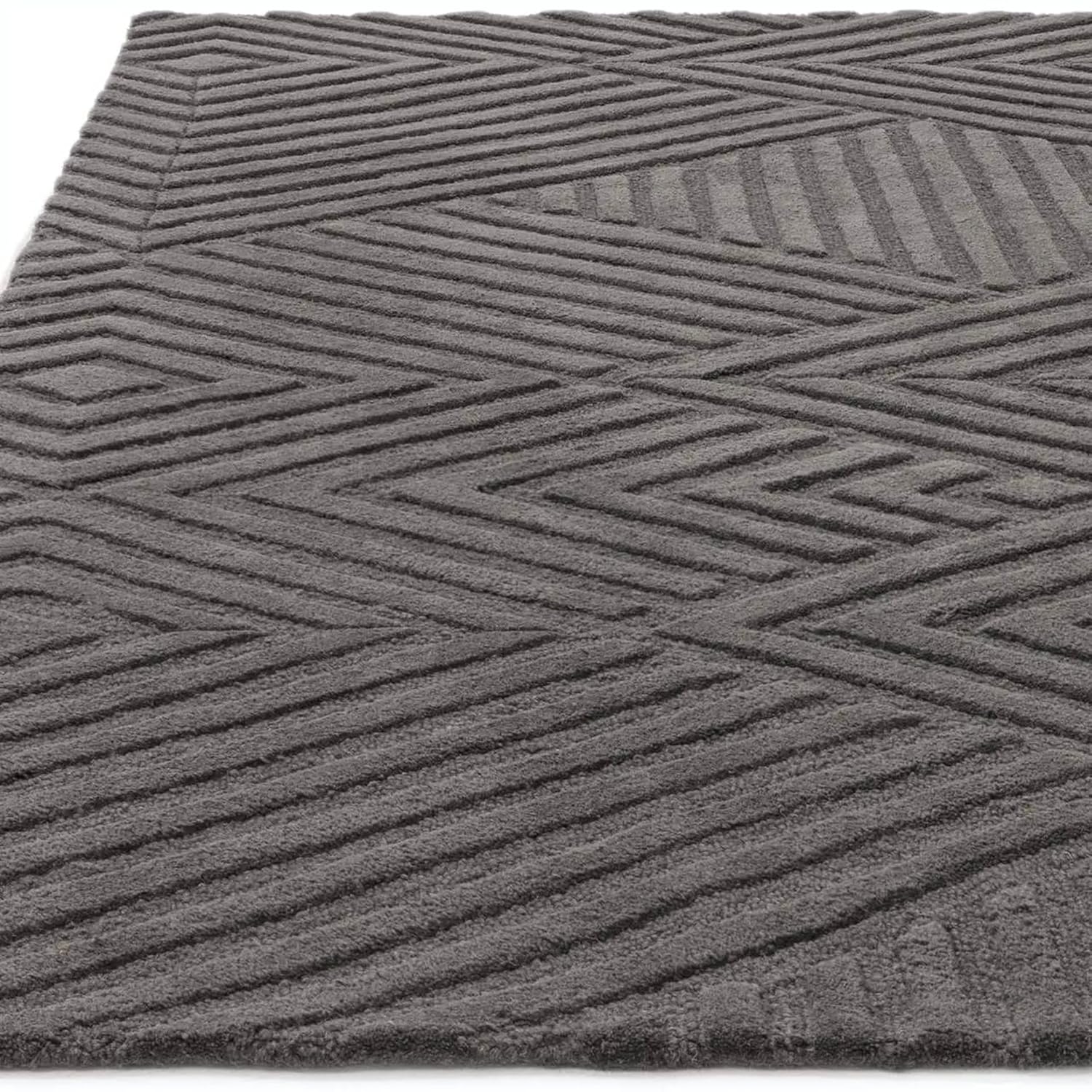 Grey Modern Hand Tufted Area Rug for Living Room & Bedroom