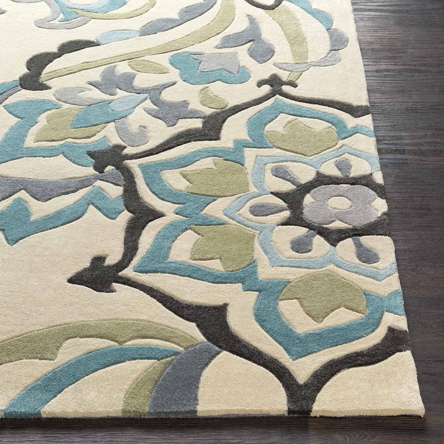 Camille Beige Hand Tufted Floral Area Rug for Living Room & Bedroom