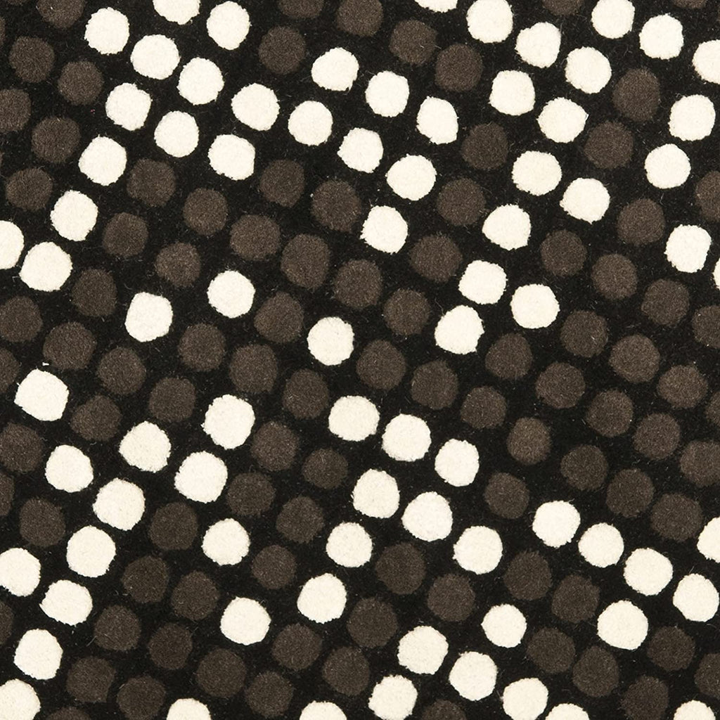Black Modern Hand Tufted Wool Round Rug for Living Room and Bedroom