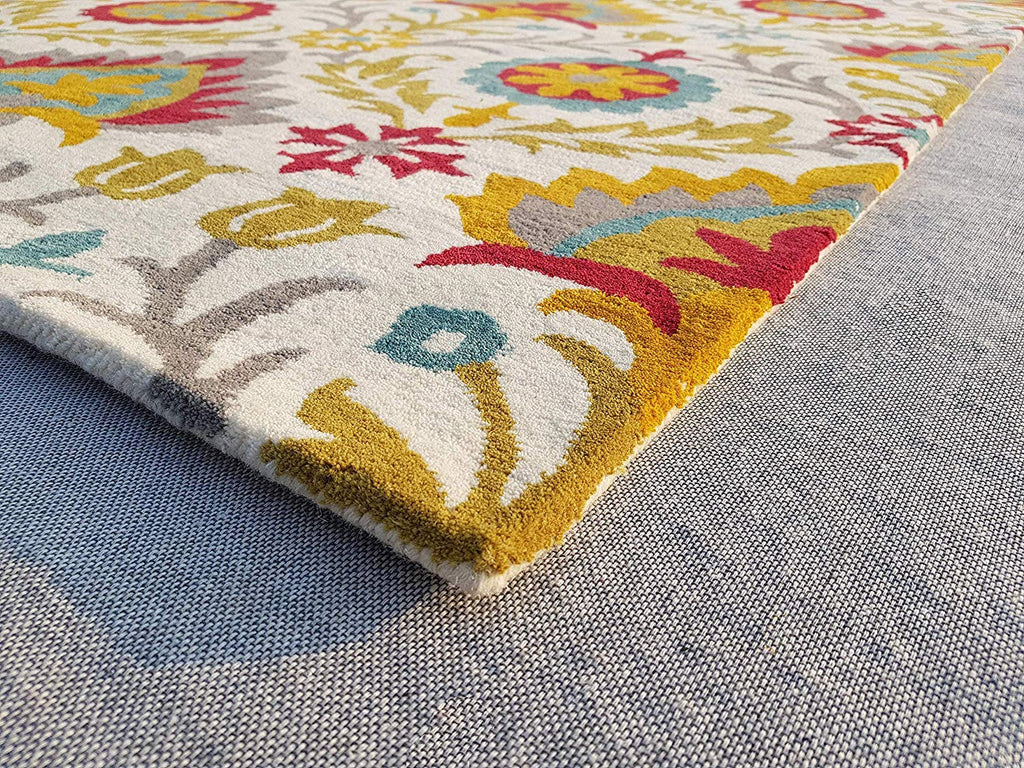 Camille Multicolor Hand Tufted Floral Area Rug for Living Room & Bedroom