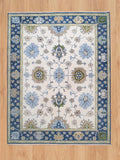 Navy Blue Turkish Oushak Hand Knotted Rug for Bedroom & Living Room