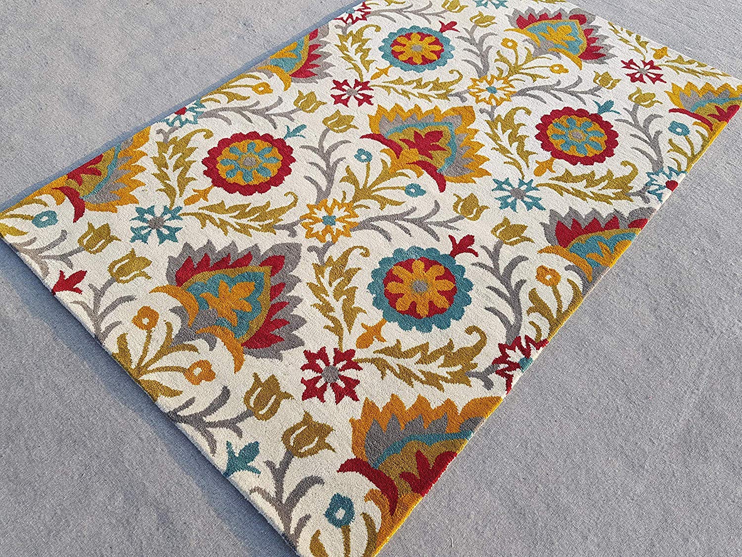 Camille Multicolor Hand Tufted Floral Area Rug for Living Room & Bedroom