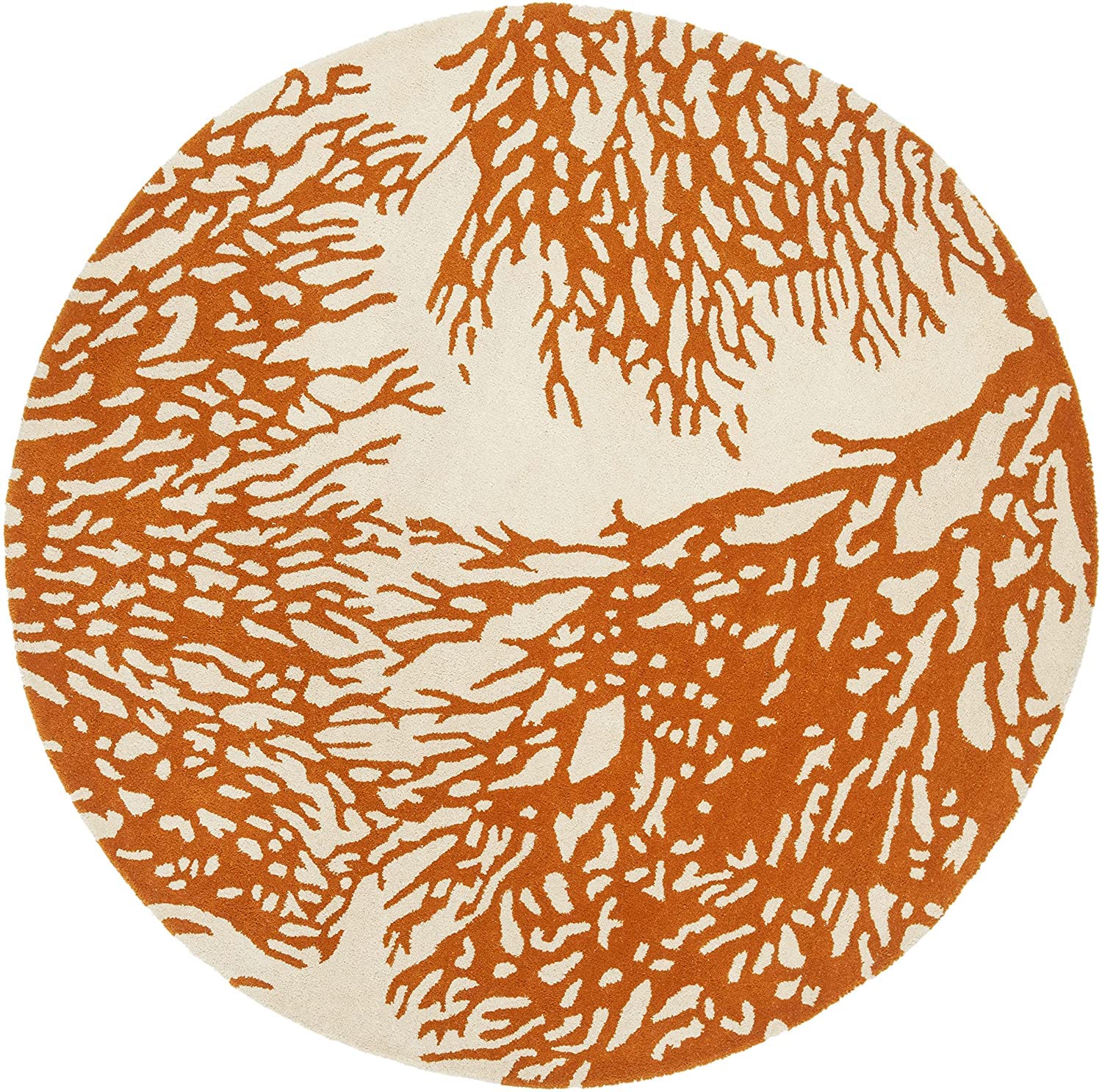 Rust Modern Hand Tufted Wool Round Rug for Living Room and Bedroom