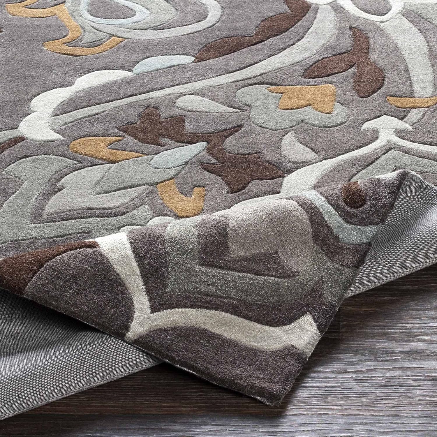 Camille Grey Hand Tufted Floral Area Rug for Bedroom & Living Room