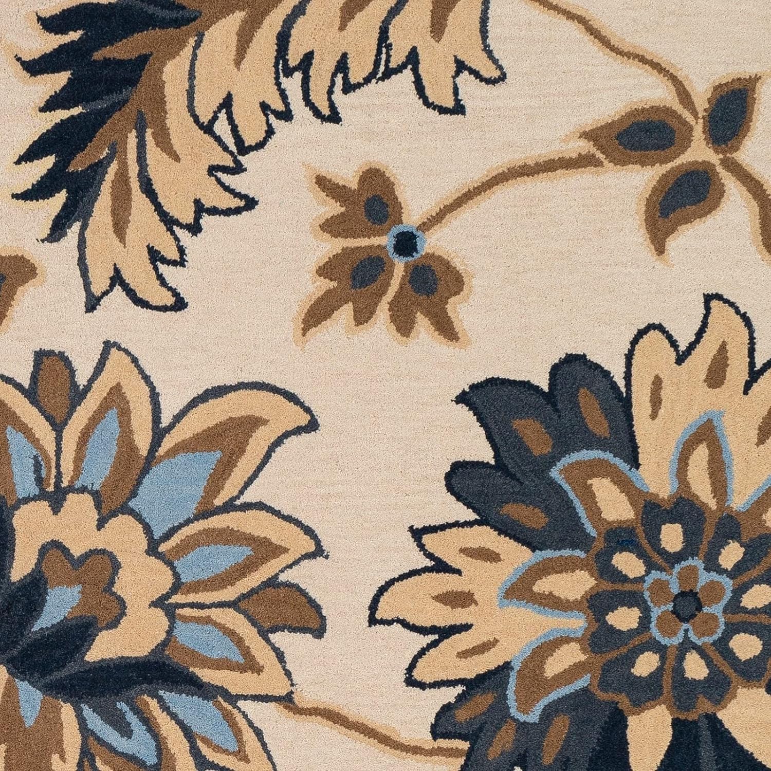 Camille White Hand Tufted Floral Area Rug for Living Room & Bedroom