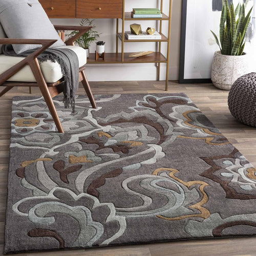 Camille Grey Hand Tufted Floral Area Rug for Bedroom & Living Room