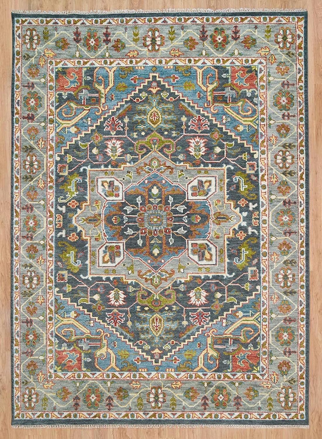 Grey Turkish Oushak Hand Knotted Rug for Bedroom & Living Room
