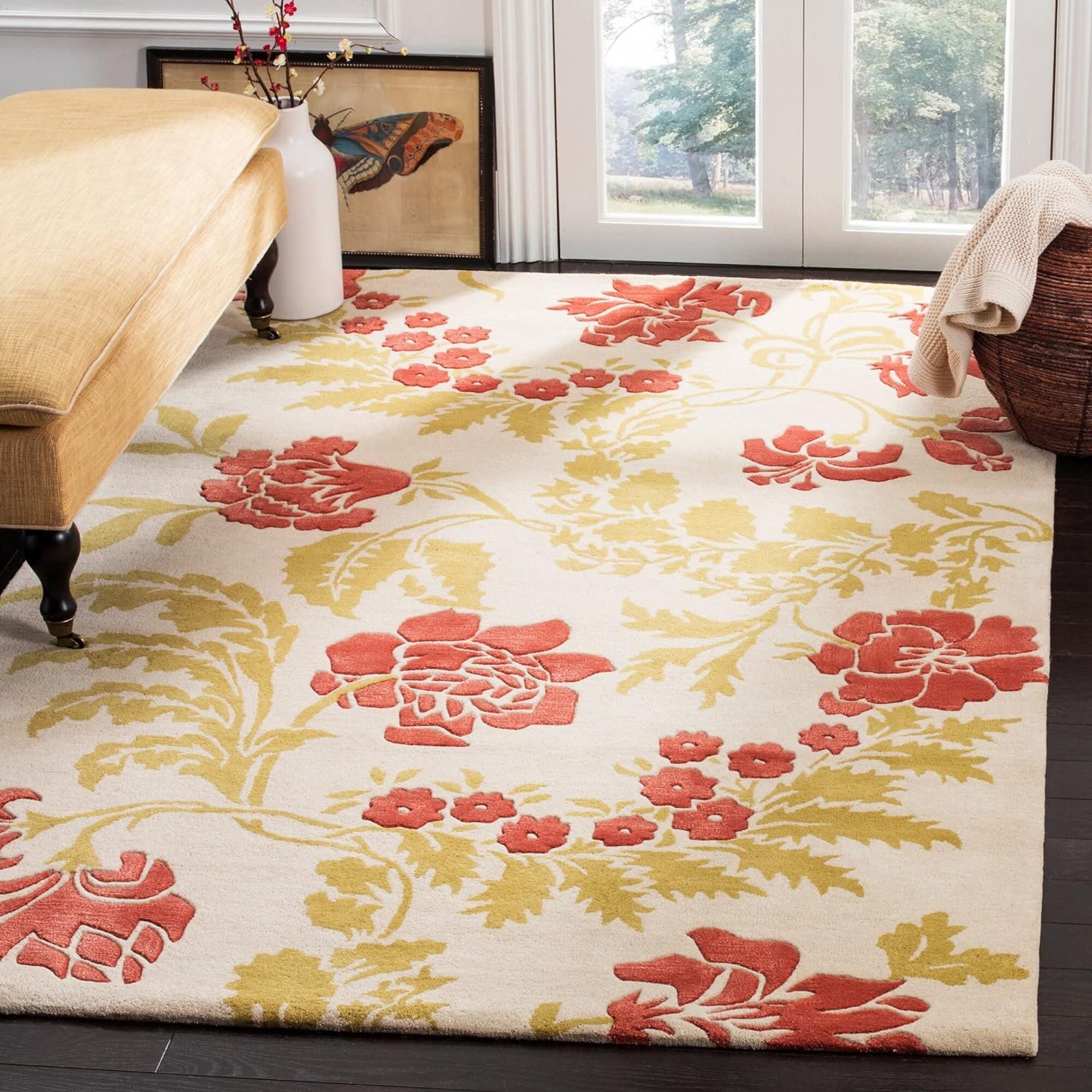 Camille Pink Floral Area Rug for Bedroom and Living Room