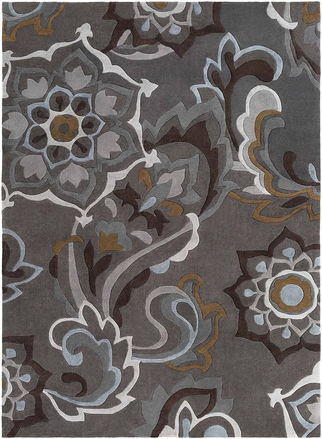Camille Grey Hand Tufted Floral Area Rug for Bedroom & Living Room