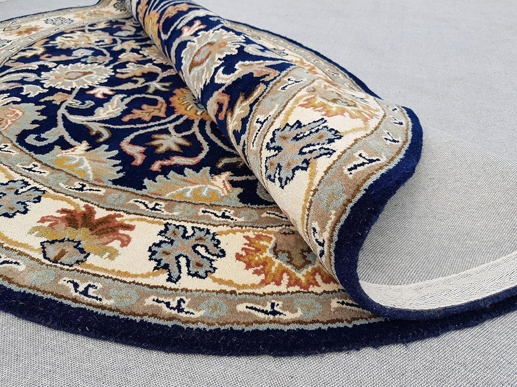 Persian Design Round Table Rug - Blue