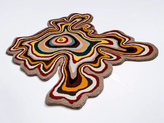 Brown Amoeba Shape Hand Tufted Wool Area Rug for Living Room & Bedroom