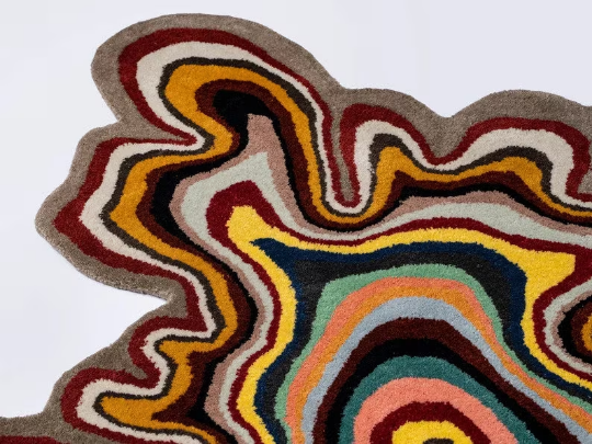 Brown Amoeba Shape Hand Tufted Wool Area Rug for Living Room & Bedroom
