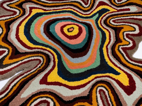 Brown Amoeba Shape Hand Tufted Wool Area Rug for Living Room & Bedroom