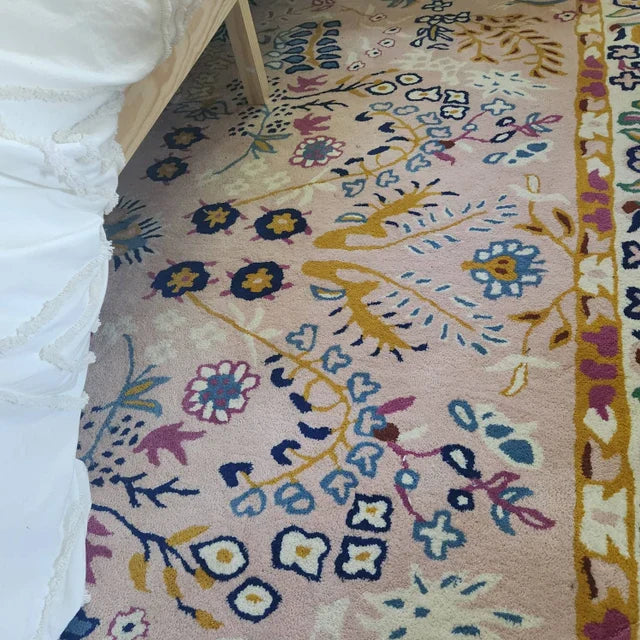 Anthro Averi Pink Hand Tufted Floral Area Rug for Living & Bedroom