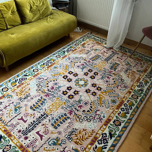 Anthro Averi Pink Hand Tufted Floral Area Rug for Living & Bedroom