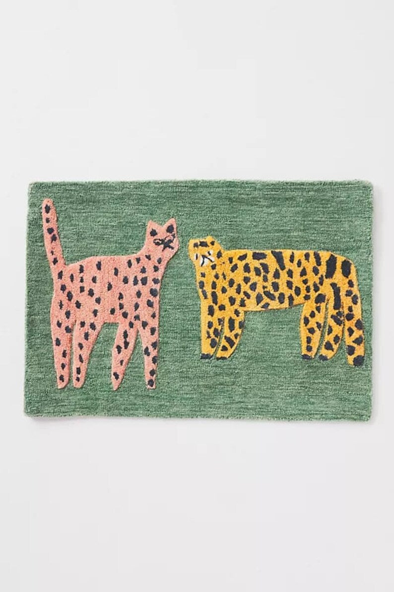 Green Hand Tufted Catwalk Area Rug for Living Room and Bedroom