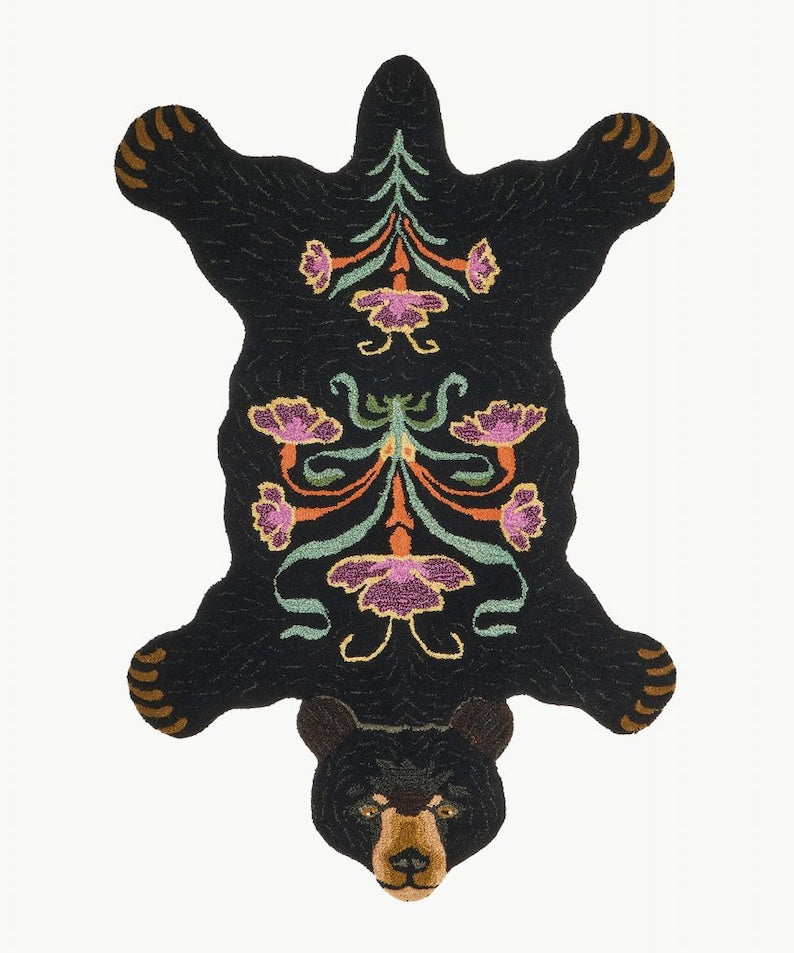 Aztec Bear Shape Area Rug for Kids Room