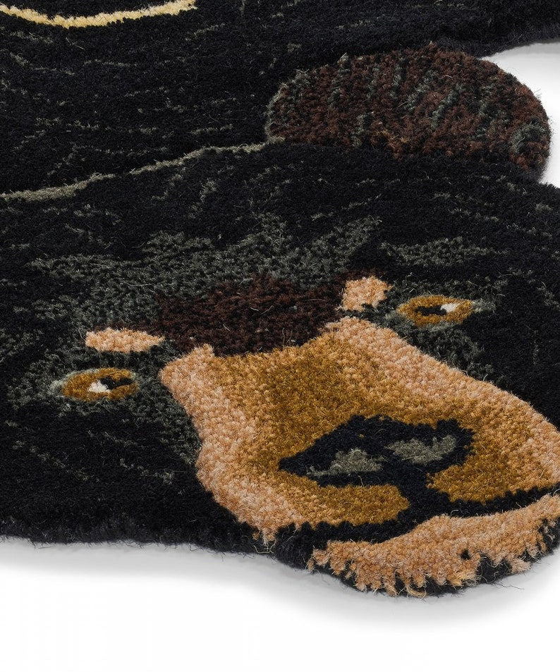 Aztec Bear Shape Area Rug for Kids Room