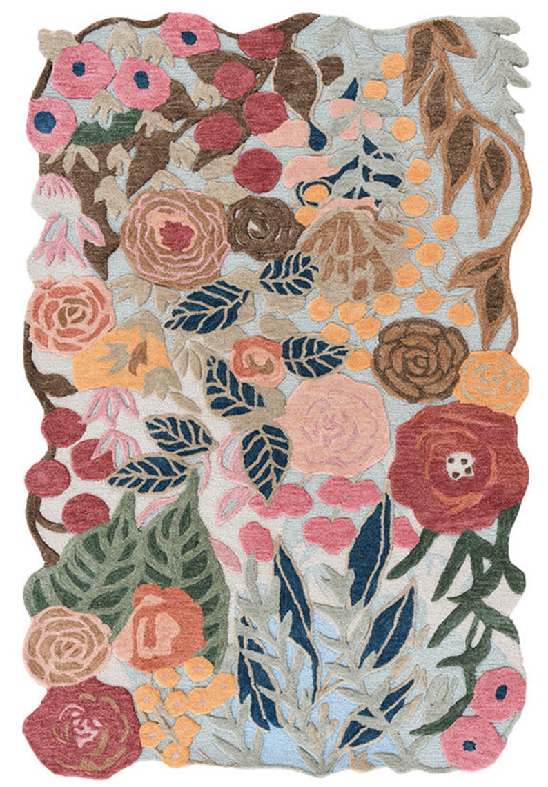 Cassia Pink Floral Area Rug for Bedroom and Living Room