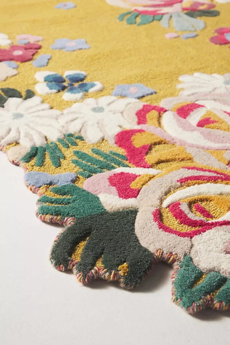 Aracelli Jardin Yellow Floral Area Rug for Living Room and Bedroom