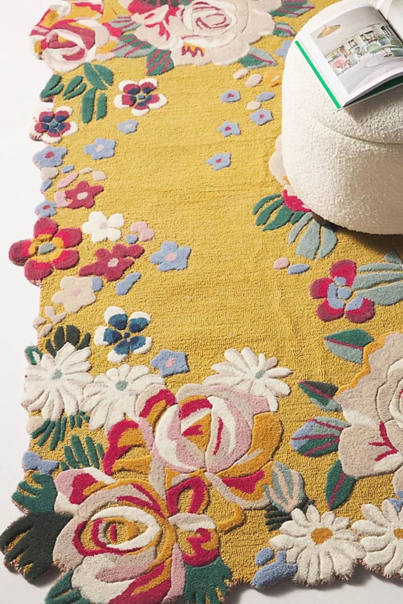 Aracelli Jardin Yellow Floral Area Rug for Living Room and Bedroom