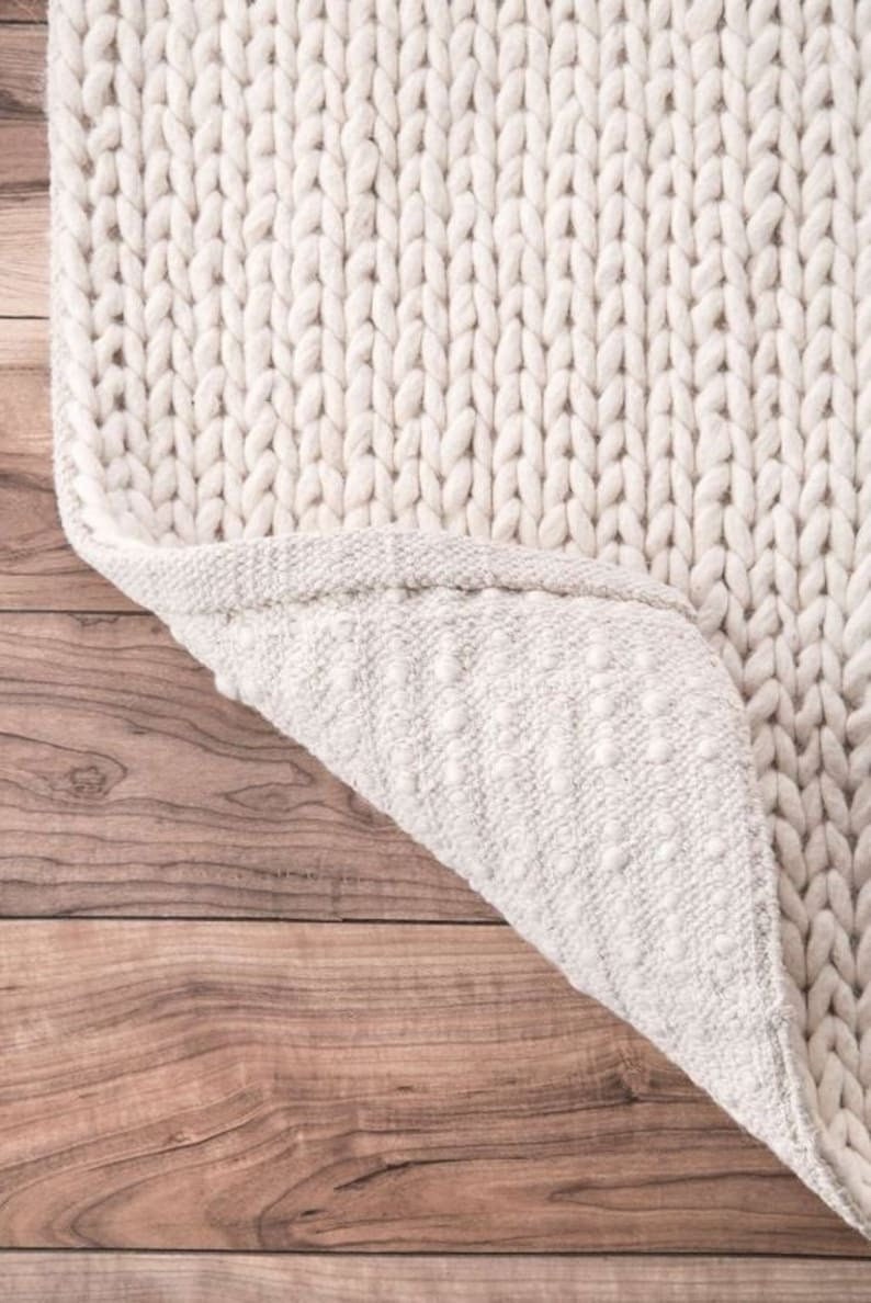 Hand Knitted Chunky Wool Area Rug