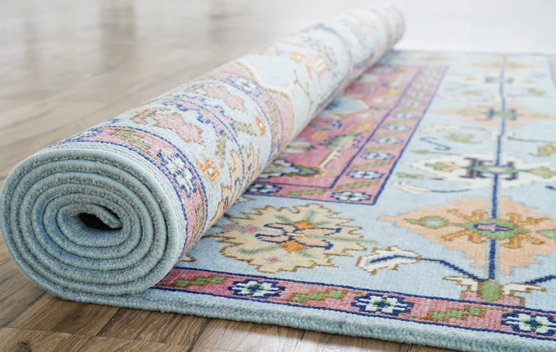 Turkish Inspired Modern Oushak Hand Knotted Rug