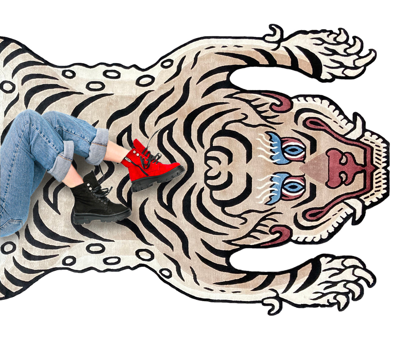 Himalayan Snow Tiger Shape Rug