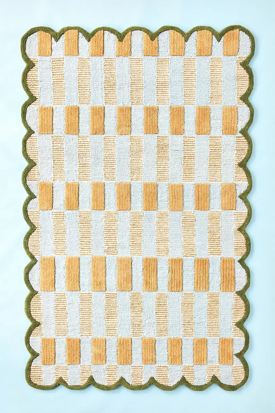 Matilda Goad Plaid Hand Tufted Scallop Area Rug for Living Room & Bedroom