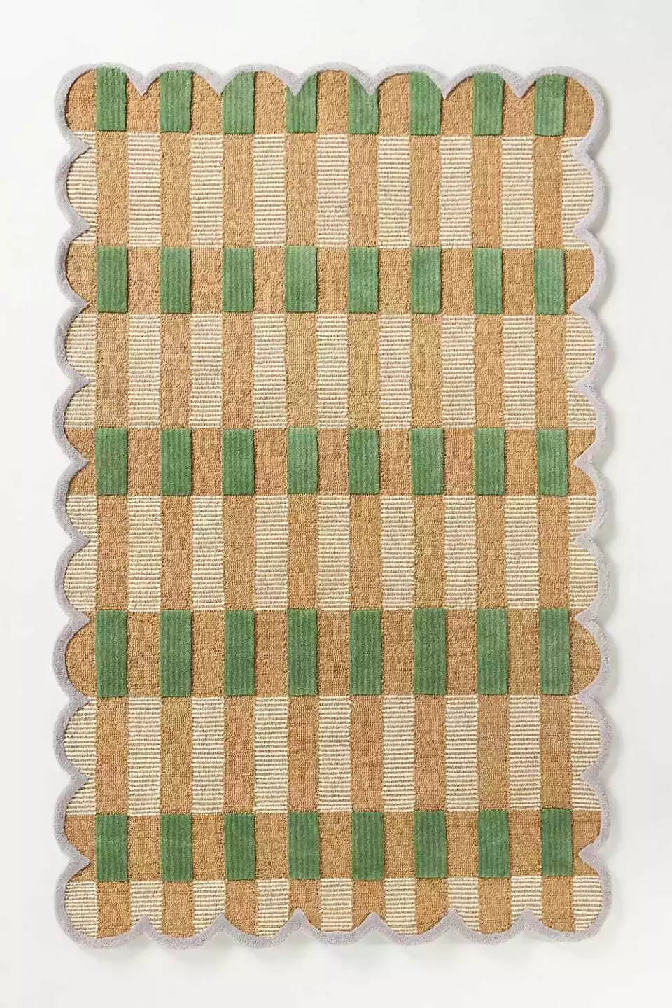 Matilda Goad Plaid Hand Tufted Scallop Area Rug for Living Room & Bedroom