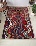Red Hand Tufted Melting Persian Design Area Rug for Living Room & Bedroom
