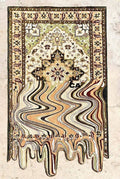 Green Hand Tufted Melting Persian Design Area Rug for Bedroom & Living Room