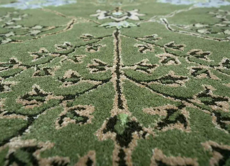 Green Hand Tufted Floral Area Rug for Living Room and Bedroom