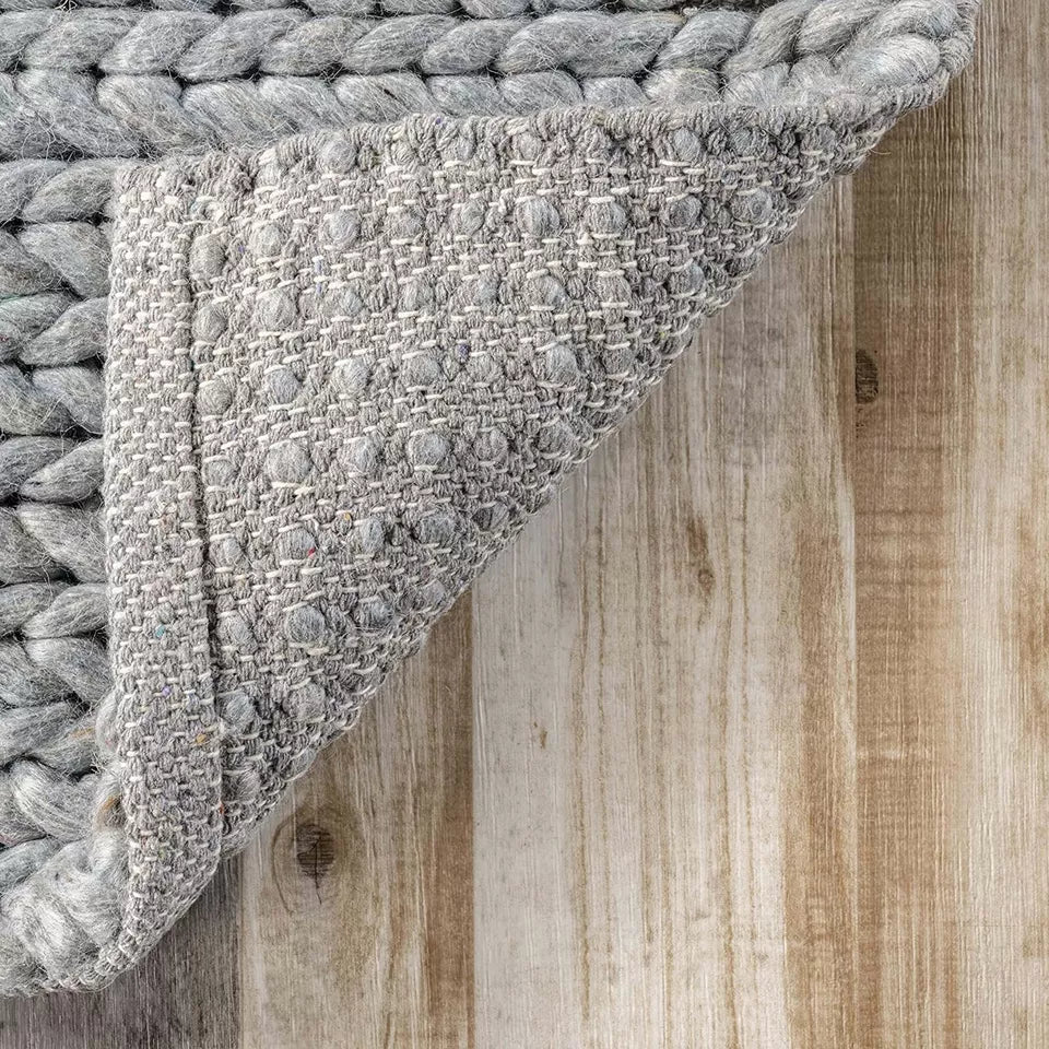 Hand Knitted Chunky Wool Area Rug