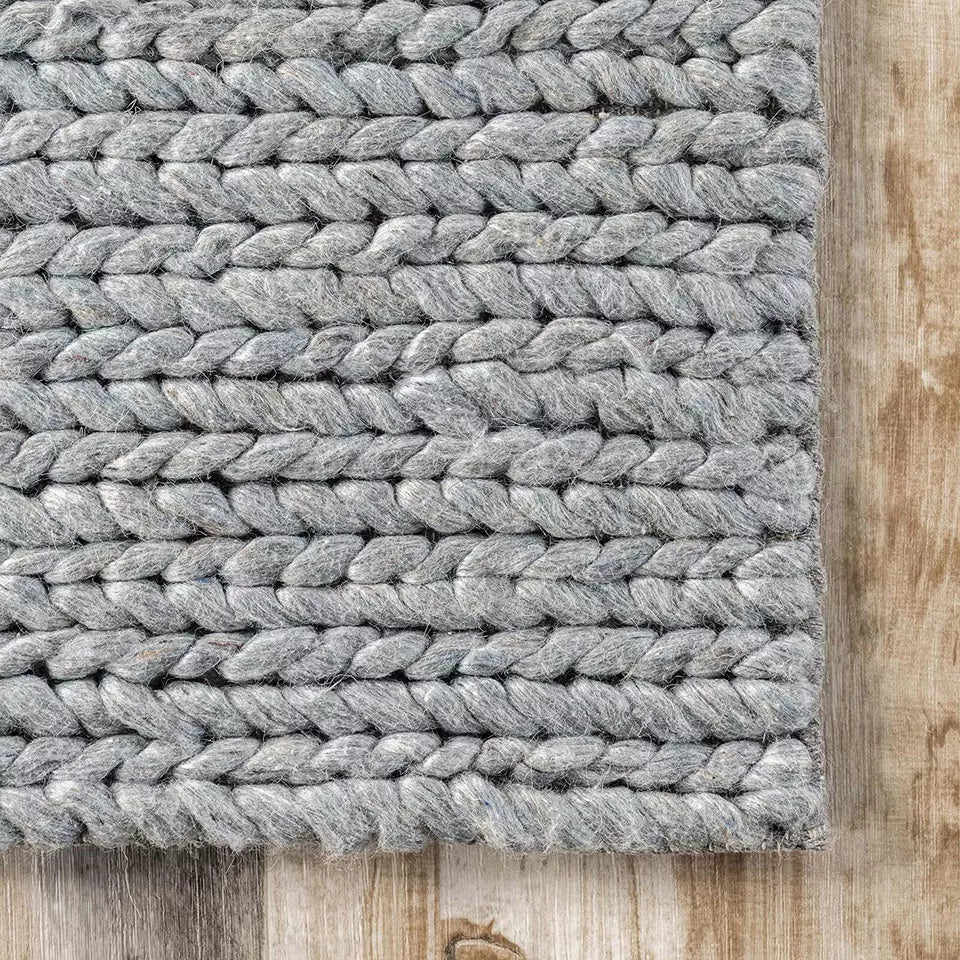 Hand Knitted Chunky Wool Area Rug