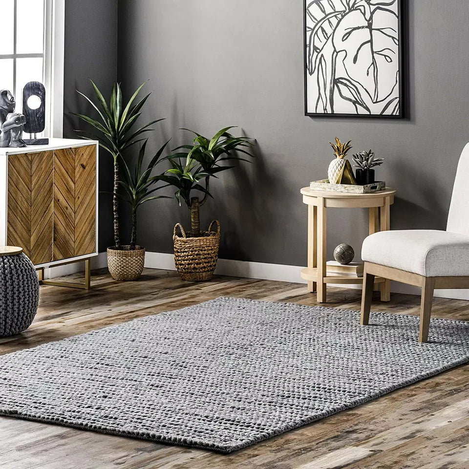 Hand Knitted Chunky Wool Area Rug