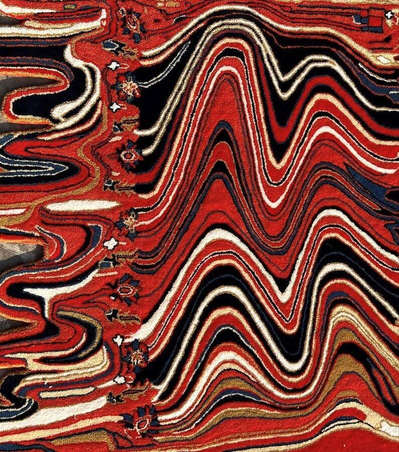 Red Hand Tufted Melting Persian Design Area Rug for Living Room & Bedroom